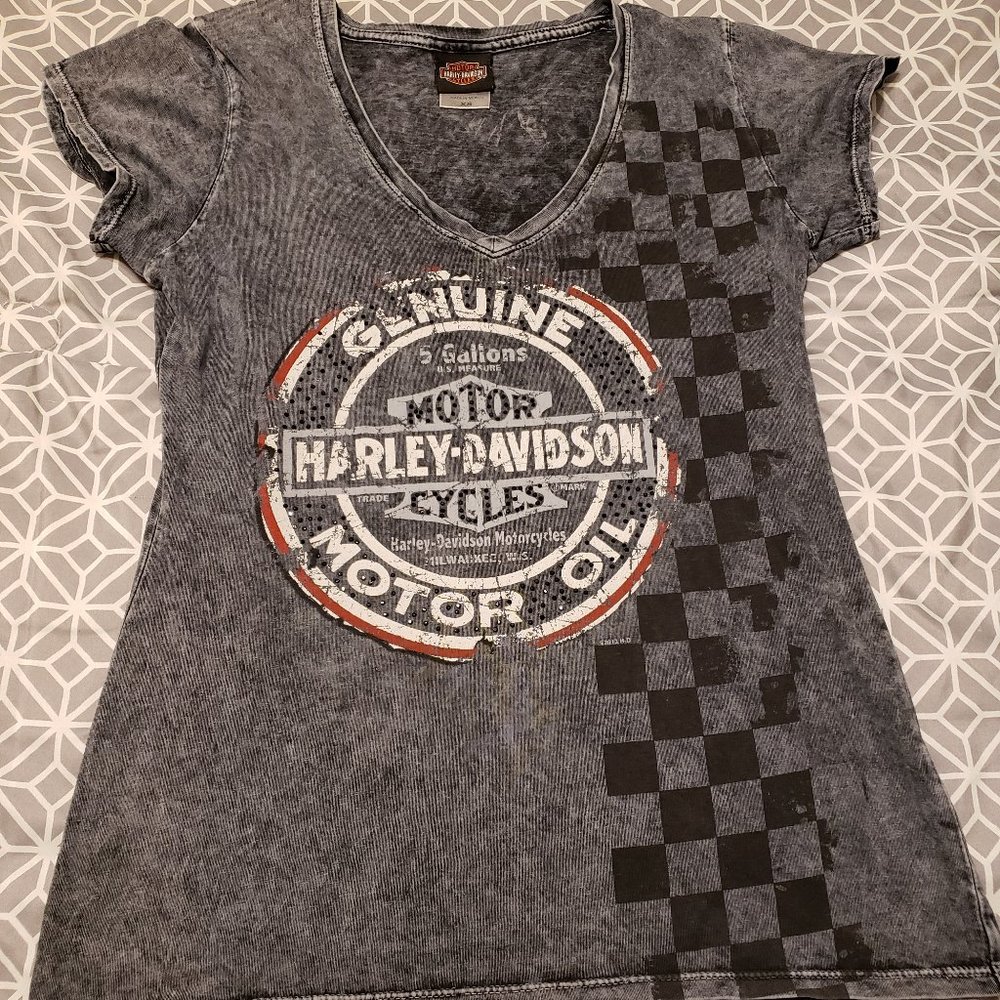 Harley Davidson Diamond Studded V-Neck Tee XS